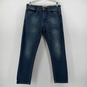 Smith & Mills Mens Blue Stretch Denim Straight Leg Jeans Size 33x30 Medium Wash